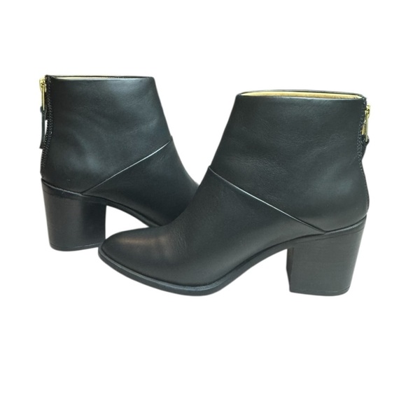 Nisolo Dari Black Leather Commuter Ankle Boots With Back Gold Zipper Size 6.5 - Picture 2 of 11